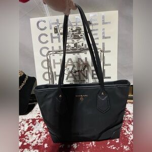 Michael Kors shoulder Bag, Black Nylon With Saffiano Leather Trim & Handles